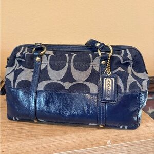 Y2K Coach Dark Blue and Gray Satchel